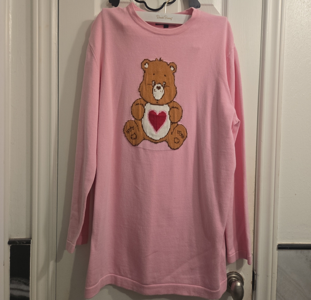 Dolls Kill Pink Kids Bear Heart Crewneck Sweater